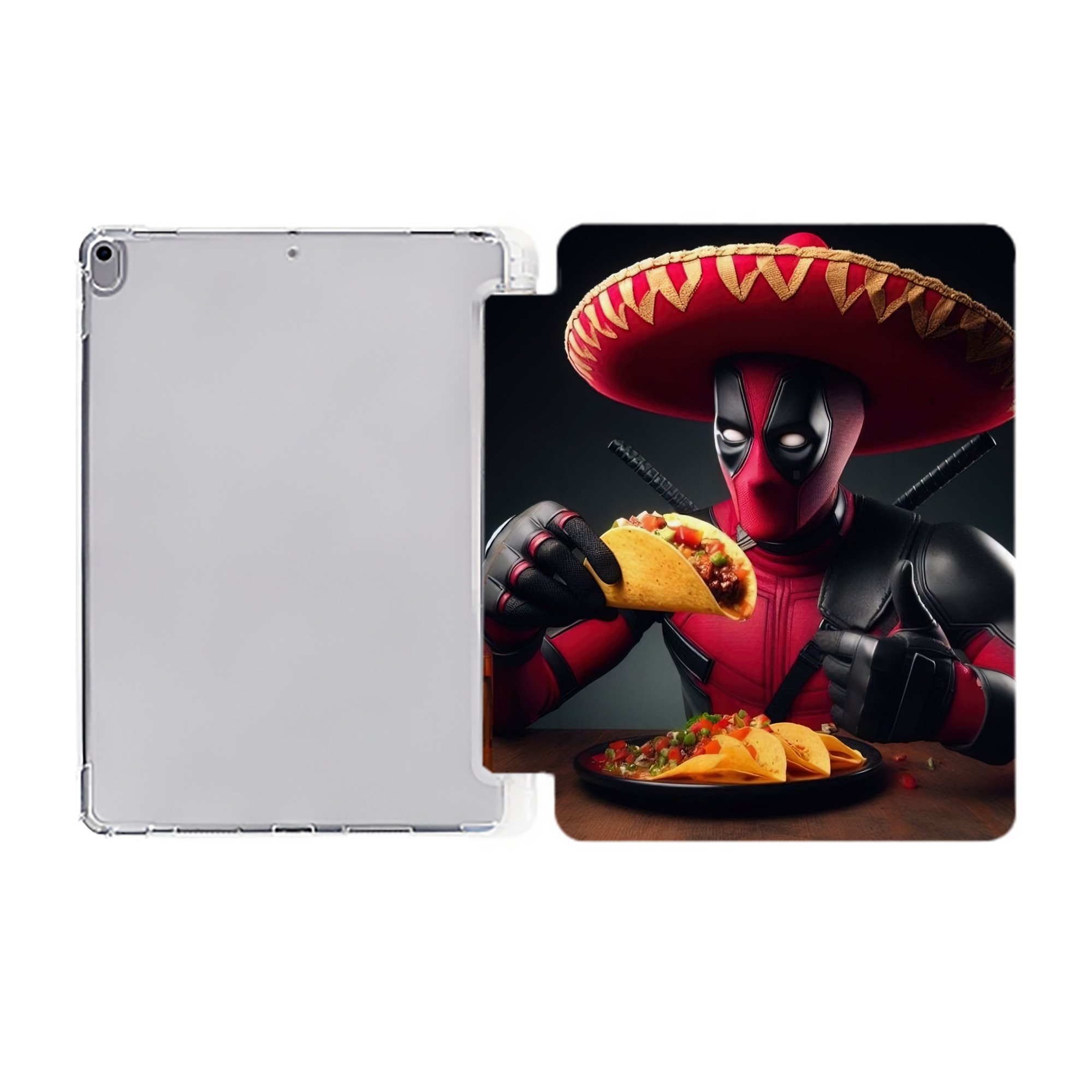 （画像用） Deadpool デッドプール IPad ケース ペン収納付き 三つ折りスタンド PUレザー×シリコン 対応機種9.5/10.5/10.9インチ